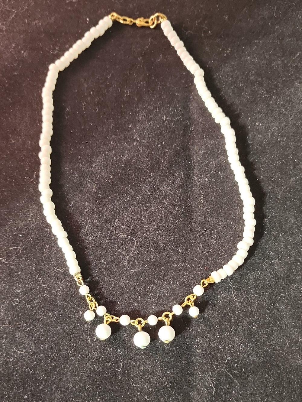 White Beaded Necklace with Gold Accents - Women's Jewelry